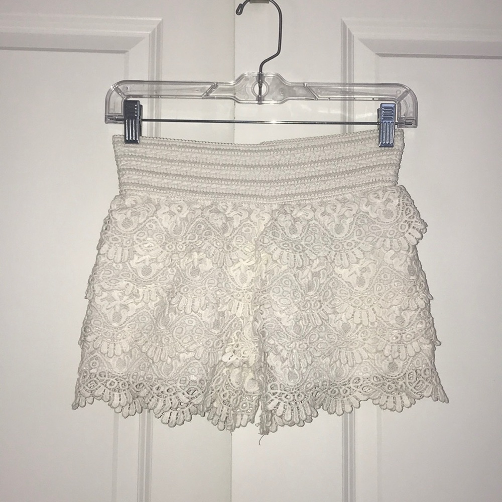 White lace shorts